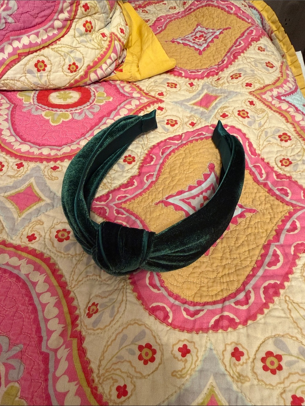 Velvet Knotted Headband - Forest Green